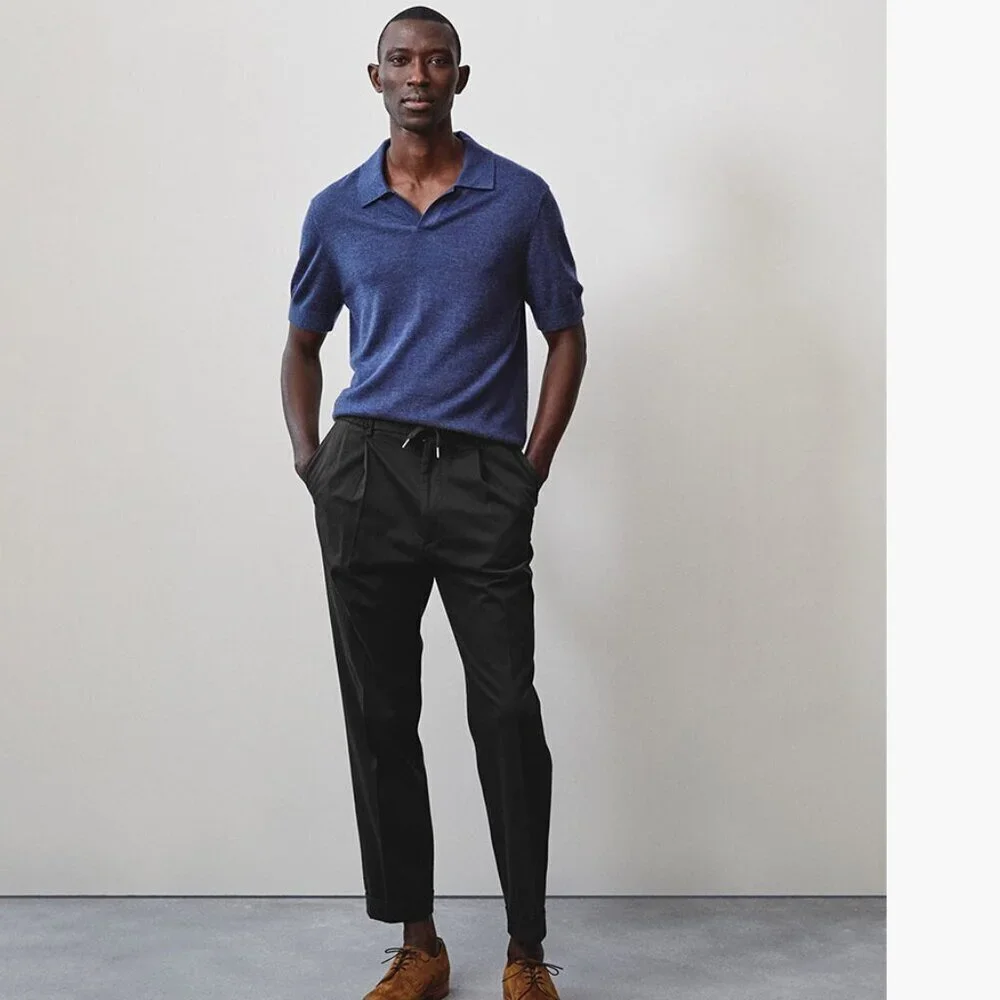 Todd Snyder Madison Black Brushed Cotton Trouser Pants